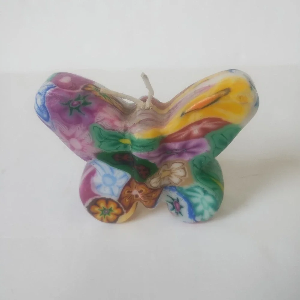 Decorative Butterfly Candle Unscented Floral Boho Art